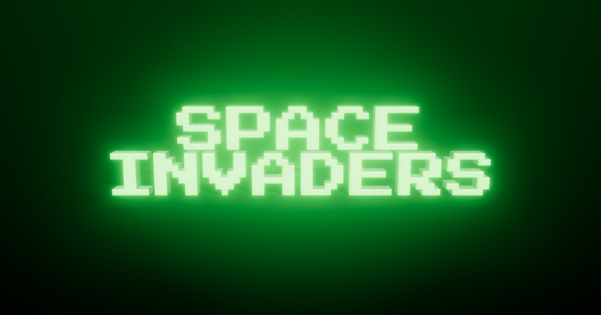 Space Invaders 3D text effect