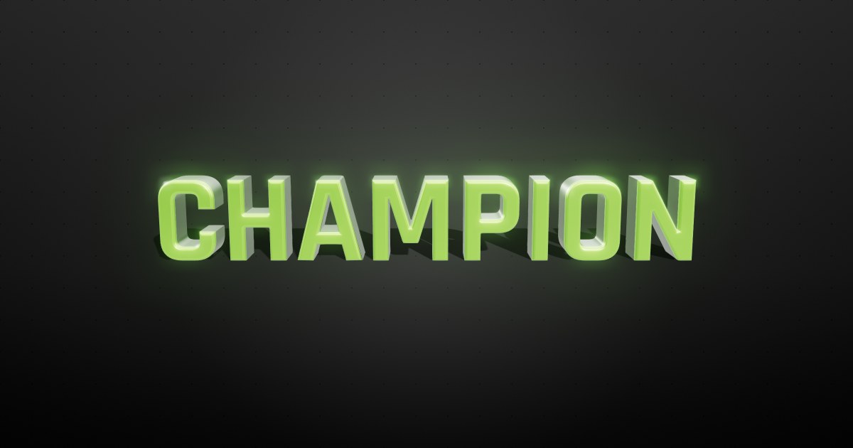 Champion 3D text effect