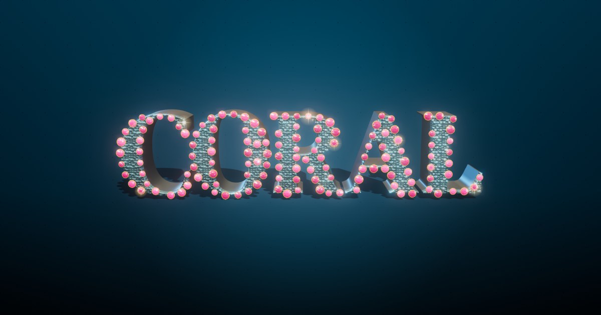 Coral 3D text effect