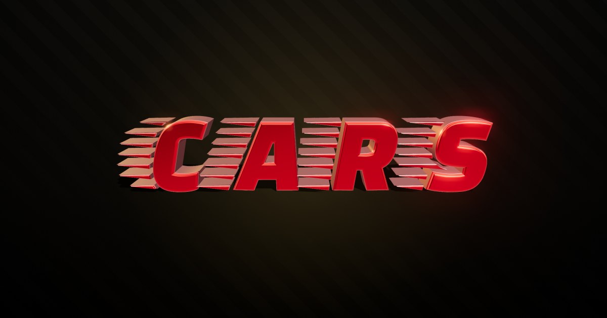 Cars 3D text effect