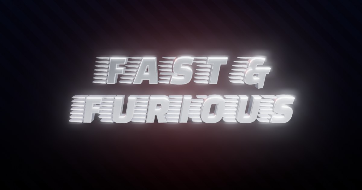 Fast & Furious 3D text effect