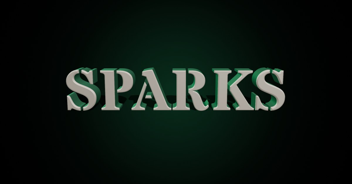 Sparks 3D text effect