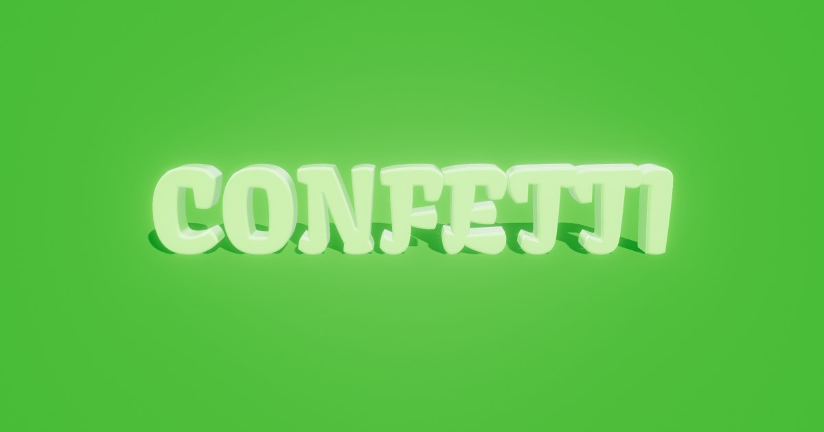 Confetti 3D text effect