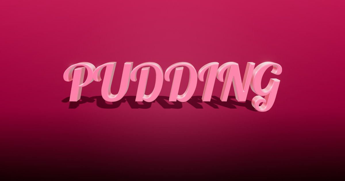 Pudding 3D text effect