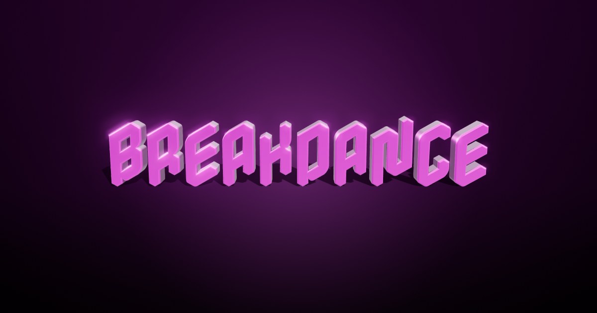 Breakdance 3D text effect