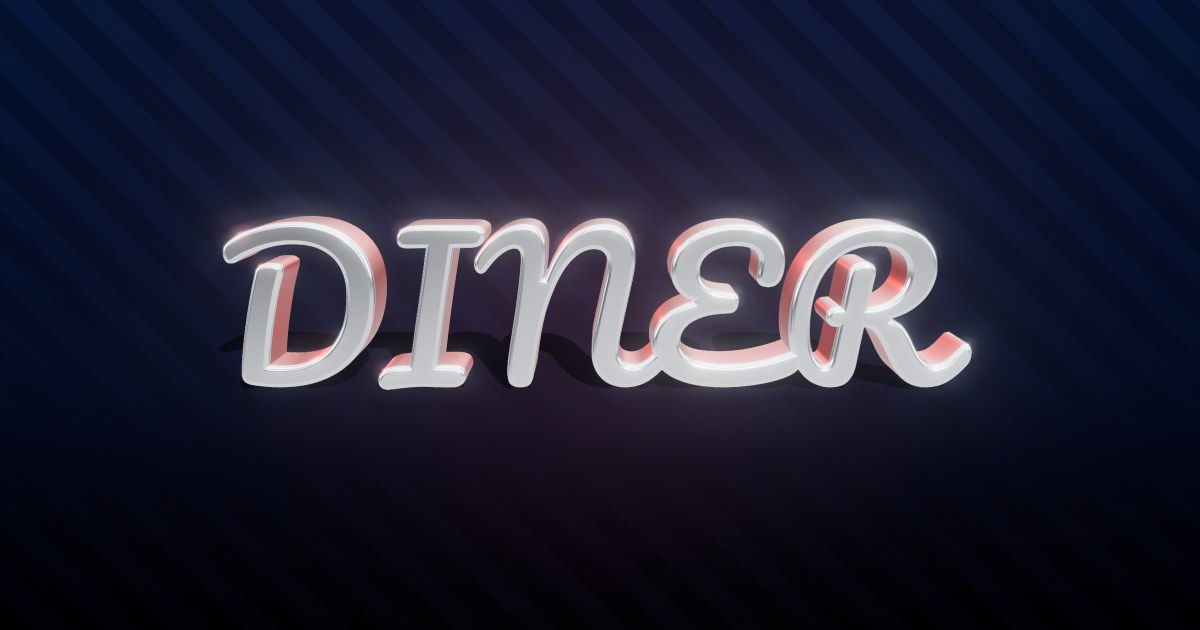 Diner Chrome 3D text effect
