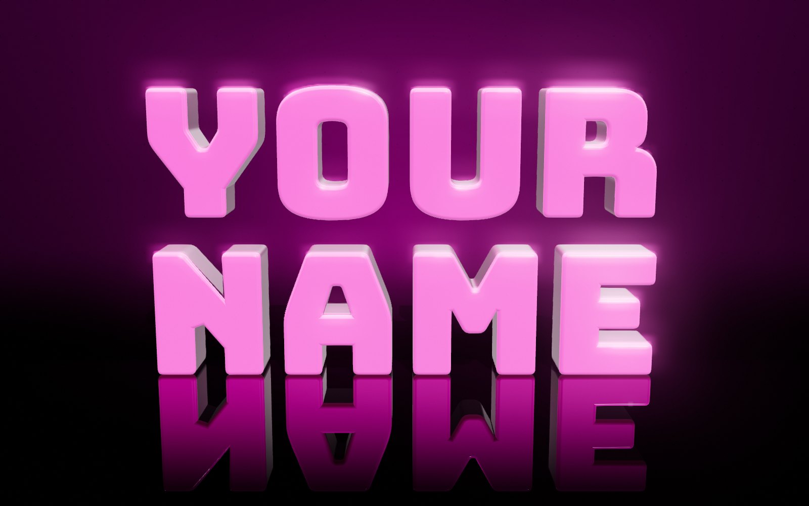 Your Name in pink neon 3D letters